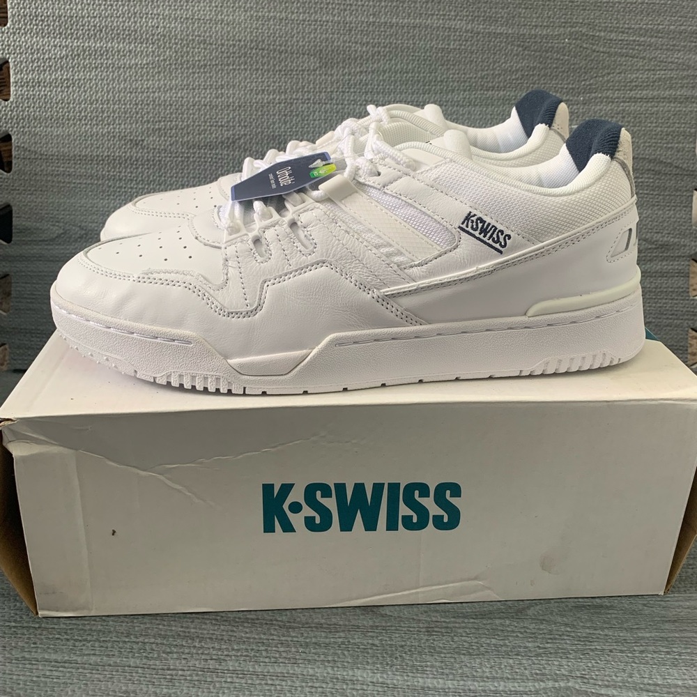 K-Swiss Match Rival Men's leather White lace-up Casual Sneakers shoes size 12